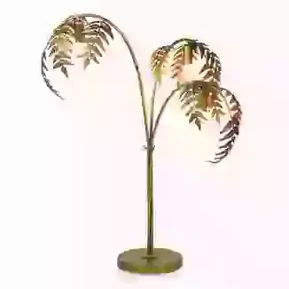 Retro Style Antique Gold Palm Leaf Table Lamp